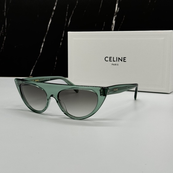 NEW CL40228I 93B CELINE GREEN GREY CAT EYE WOMEN CELINE SUNGLASSES - Picture 3 of 9